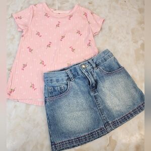 4T Girls Shirt And Jean Skirt